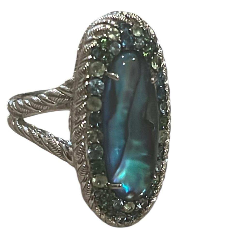 Judith Ripka Sterling Silver Abalone Ring with Blue Green Gemstones NWT Size 8 - Picture 12 of 16